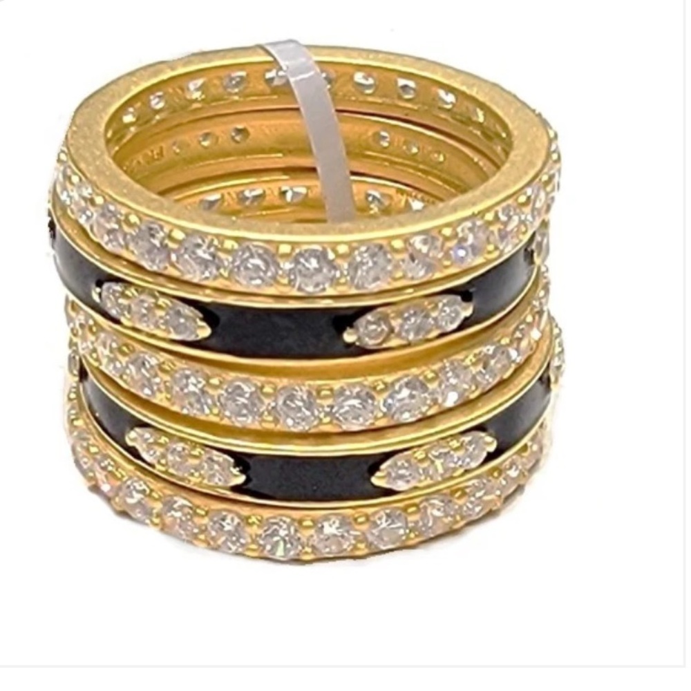 Freida Rothman 14K Gold Plated Sterling Silver 5 Stackable Rings,Size 6 BrandNew